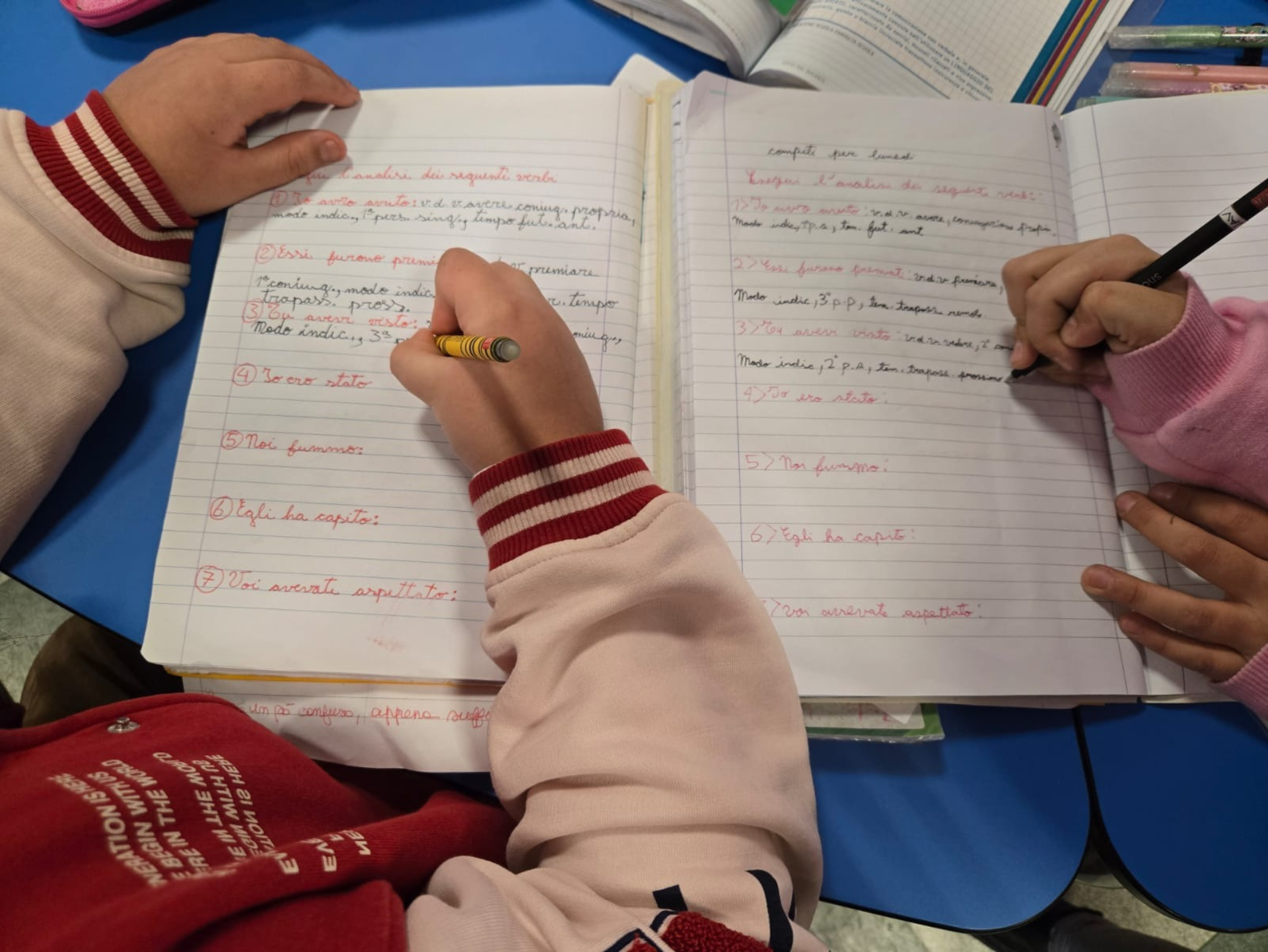 Copertina L’italiano, strumento per le pari opportunità di accesso ai saperi - scuola primaria raffigurante due bambini che scrivono su un quaderno appoggiati ad un banco