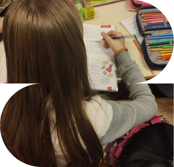 immagine del laboratorio "L’italiano, strumento per le pari opportunità di accesso ai saperi - scuola primaria" raffigurante una bambina che fa i compiti su un banco