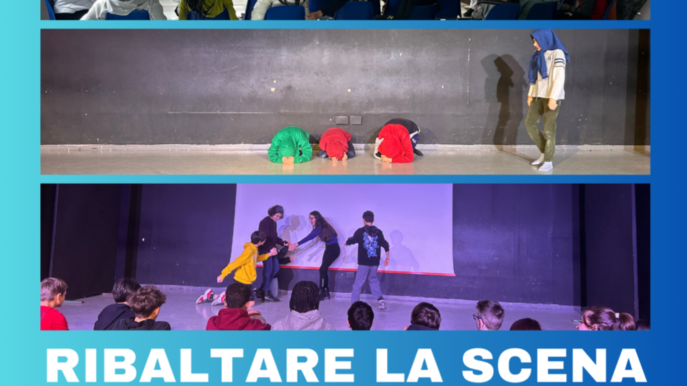 Copertina che presenta un ritaglio della locandina dell'evento "Ribaltare la scena" 